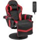 Massage video gaming recliner chair in red and black, featuring adjustable height, footrest, and ergonomic design for.