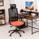 Ergonomic office chair with lumbar support and adjustable headrest in black and orange, perfect for home or office use.