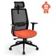 Ergonomic office chair with lumbar support, adjustable headrest, and orange seat, supports up to 400 lbs for versatile.
