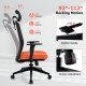 Ergonomic office chair in black with adjustable headrest, lumbar support, and rocking motion for versatile comfort.