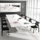 Stackable rolling office chairs with black mesh backrest and padded seat, ideal for comfortable workspace seating.