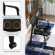 Stackable rolling office chair with black mesh backrest, padded seat, and smooth rolling casters for easy mobility.