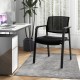 Stackable reception room chair with padded seat and ergonomic mesh backrest, ideal for office use and comfort.