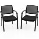 Set of 2 stackable reception chairs with padded seat and ergonomic mesh backrest for comfortable seating.