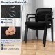 Black stackable reception chair featuring a breathable mesh backrest and soft padded seat for enhanced comfort.