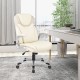Ergonomic white PU leather executive chair with flip-up armrests and rocking function, ideal for office use.