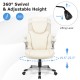Ergonomic white PU leather office chair with 360° swivel, adjustable height, and flip-up armrests for versatile comfort.