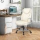 Ergonomic white PU leather executive chair with flip-up armrests and rocking function, ideal for home or office use.