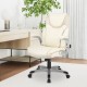 Side view of the ergonomic white PU leather office chair showcasing its sleek design, flip-up armrests, and lumbar.