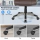 Swivel ergonomic office chair with brown PU leather, featuring universal casters for smooth rolling on wood, tile, and.