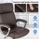 Brown swivel ergonomic office chair featuring PU leather, high-density sponge padding, and lumbar support for comfort.