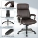 Swivel ergonomic office chair in brown with PU leather upholstery, adjustable height, and stable 5-claw base for.