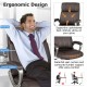 Swivel ergonomic office chair in brown with lumbar support, waterfall seat cushion, and PU leather for comfort and.