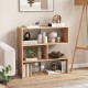 Concave 3-shelf open bookcase in natural wood finish, perfect for living room or office storage and display.