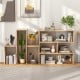 Geometric Convex Bookshelf with 3 open shelves, showcasing decor and plants, ideal for living room or office.