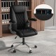 Height adjustable black PU leather office chair with rocking function and diamond pattern, perfect for ergonomic.
