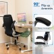 Modern height adjustable office chair with black PU leather, featuring flip-up armrests for space-saving storage.