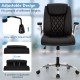 Modern height adjustable black PU leather office chair with 6-position headrest and rocking function for versatile.