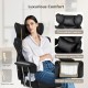 Big and tall executive office chair in black with adjustable height, removable lumbar pillow, and footrest for.