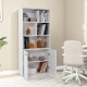 5-tier freestanding bookcase in white with open cubes, adjustable shelf, and hidden storage for home or office use.