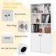 5-tier white bookcase with open cubes, adjustable shelves, and round knobs for versatile home and office storage.