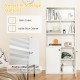 5-tier white bookcase featuring open cubes, double-door cabinet, and adjustable shelf for versatile storage solutions.