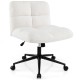 Cross legged chair with wheels in beige, featuring a padded seat and adjustable height for bedroom or study use.