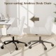 Armless desk chair with padded seat in beige, featuring adjustable height and wheels for easy mobility in any space.