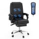 Massage adjustable executive chair in black with remote control, ergonomic design, and retractable footrest for comfort.