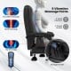 Massage adjustable executive chair in black with armrests, remote control, and retractable footrest for ergonomic.