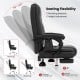 Massage adjustable executive chair in black with reclining backrest and retractable footrest for versatile seating.