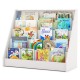 5-tier white kids bookshelf with deep compartments, front-facing display for easy access to books in playrooms or.