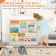 5-tier kids bookshelf in white with front-facing display, perfect height for easy access and stability in playrooms.