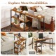 360-degree rotating brown sofa side table with wheels and storage shelf, ideal for living room or study use.