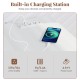 L-shaped 47 inch corner desk with built-in charging station, featuring 2 AC outlets and USB ports for convenient device.