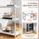 L-shaped 47-inch corner desk with adjustable shelves, featuring a built-in charging station for convenient device.