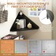 Floating triangular corner computer desk in black with wall-mounted design, ideal for saving floor space in any room.