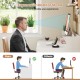 43-inch white computer desk with built-in power outlets and dual bookcases for organized workspace and versatile use.