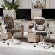 Ergonomic gray computer desk chair with lumbar support and flip-up arms, designed for comfort and mobility in office.