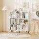8-cube bookcase in white with 5 tapered metal legs, perfect for storing books and decor in a stylish living space.