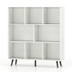 8-cube bookcase in white with 5 tapered metal legs, perfect for organizing books and decor in any space.