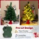 24-inch mini pre-lit Christmas tree with warm white LED lights, red cloth base, and built-in timer for festive decor.