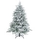 Flocked 4.5 ft Christmas tree showcasing a realistic snowy appearance, ideal for holiday celebrations in any space.
