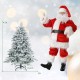 Flocked 4.5 ft Christmas tree with warm white LED lights and a stable metal stand, perfect for festive decor.