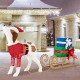 Pre-lit outdoor Xmas dog and sleigh with 170 warm lights, perfect for festive porch decoration.
