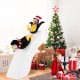 Adorable penguin duo on snowy slide, illuminated by 130 LED lights, adding festive charm to indoor or outdoor spaces.