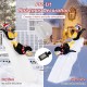 4 feet Christmas penguin ice skating decor with snowy slide, featuring 130 cool-white LED lights for festive outdoor.