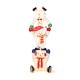 Stacked snowmen Christmas decoration with 150 LED lights, colorful accents, and weatherproof fabric for indoor/outdoor.