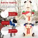 Stacked snowmen Christmas decoration with 150 LED lights, zip tie fixation, and sturdy base for indoor or outdoor use.