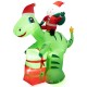 Inflatable dinosaur with Santa Claus and gift boxes, 8 feet tall, perfect for outdoor Christmas decoration.